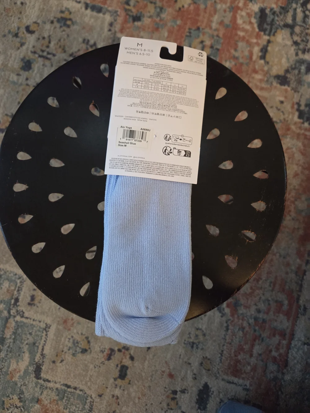 ALO Yoga Seashell Blue Unisex Ribbed Scrunch Sock, Medium